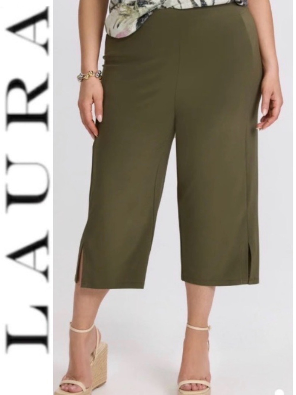 2X Laura Plus Side Split Pull On Capri Pants: Smooth with Clean Waistband, NWT